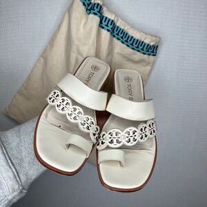 Tory‎ Burch Miller Cloud Leather Slides White Women's Size 7 Sandals